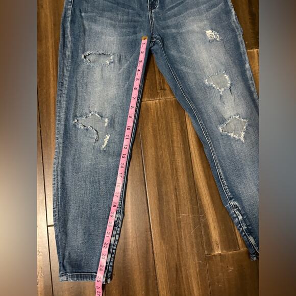 Pistola size 33 Blue Ankle Zipper Cropped Jeans, Distressed, High Rise 5 pocket - Picture 8 of 12
